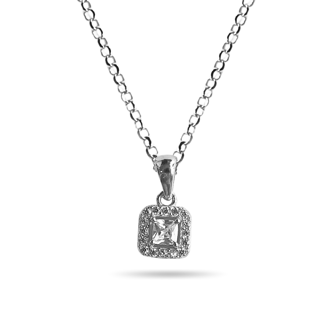 Squared halo necklace