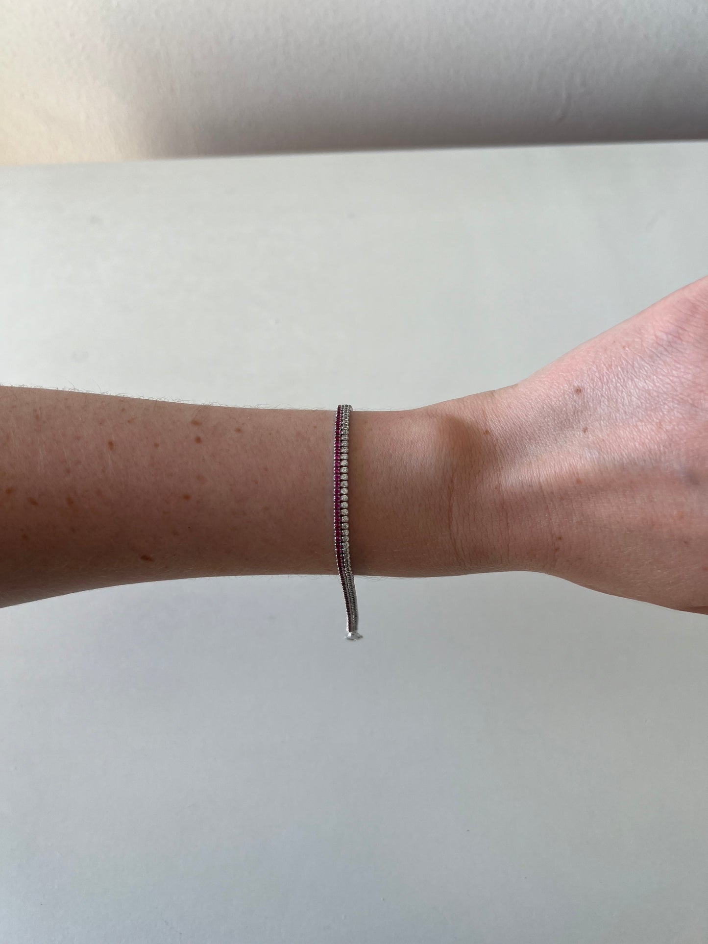Pink And White Tennis Bracelet