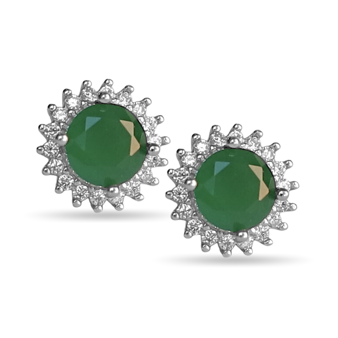 Green Halo Round Studs