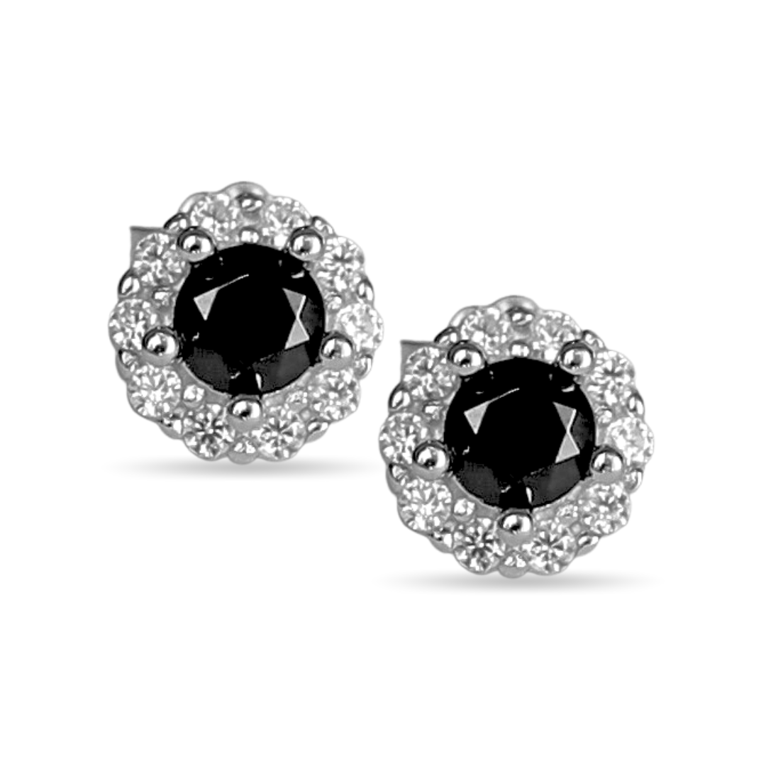 Medium Black Halo Studs