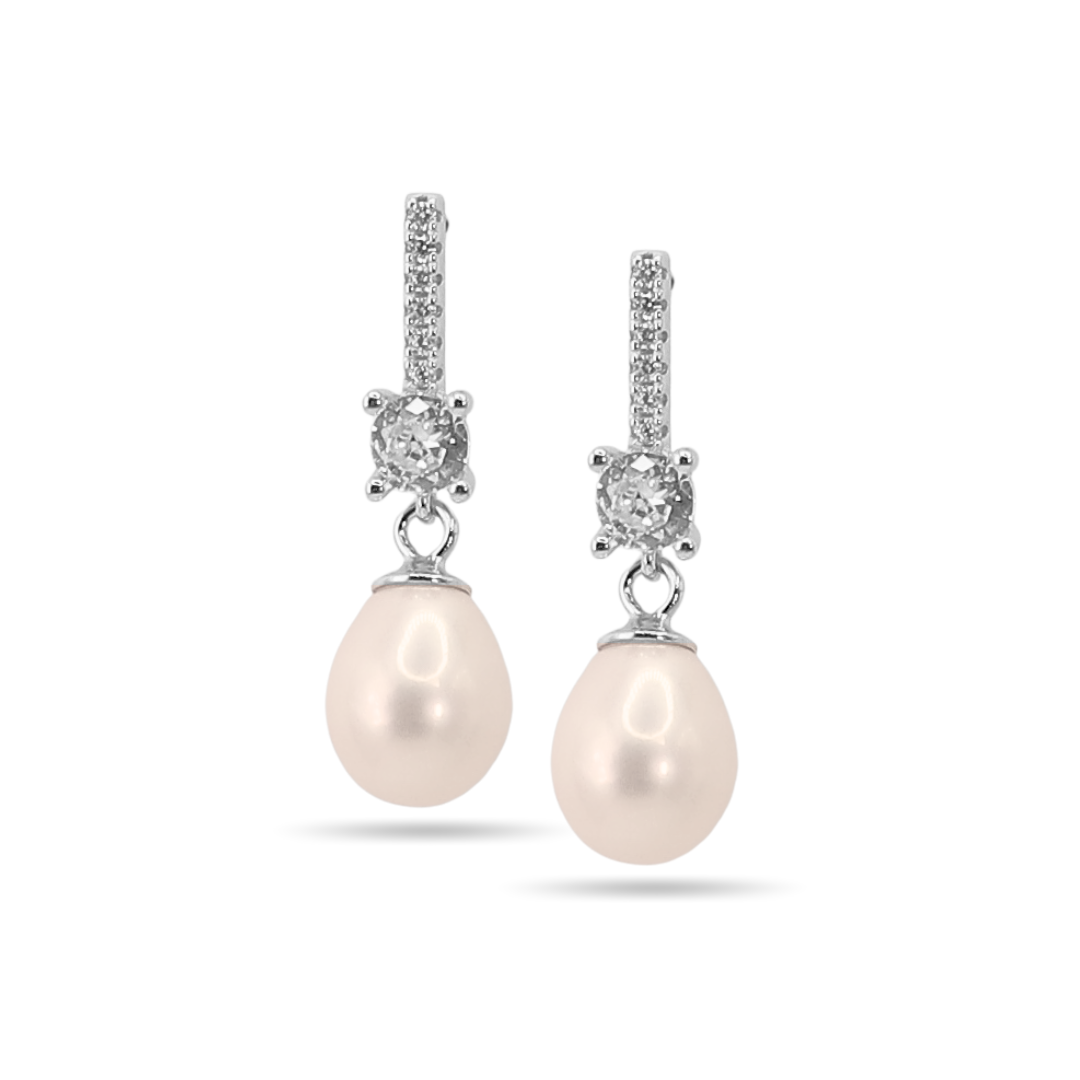 Line drop pearl earrings