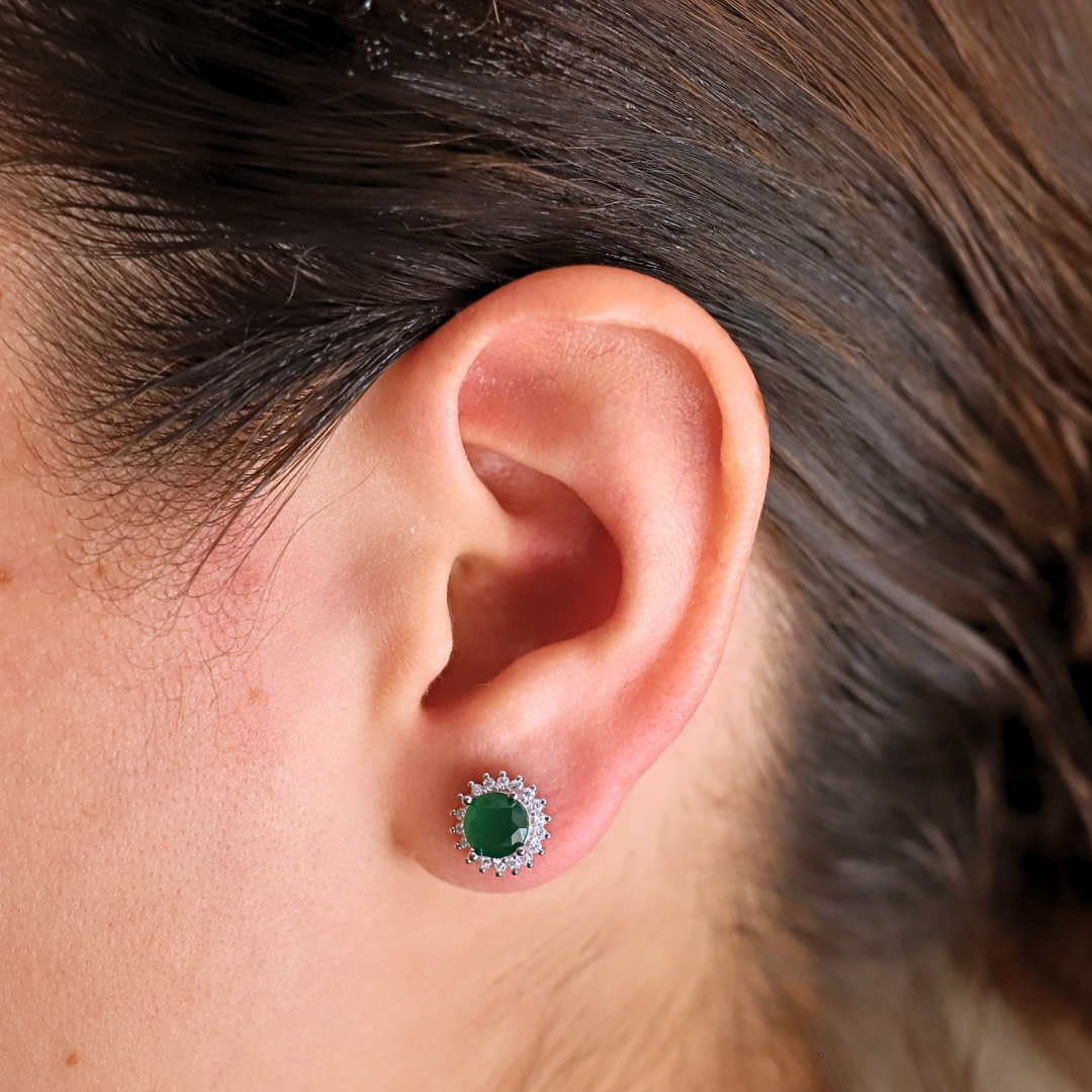 Green Halo Round Studs