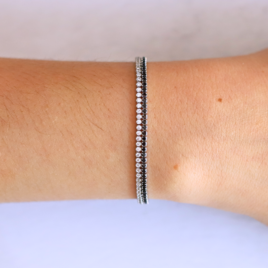 Black And White Tennis Bracelet