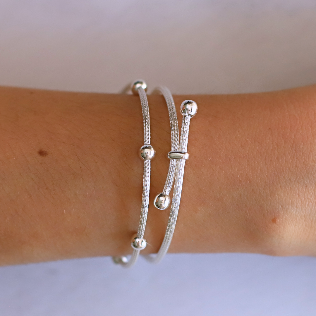 Strand Bead Silver Bracelet