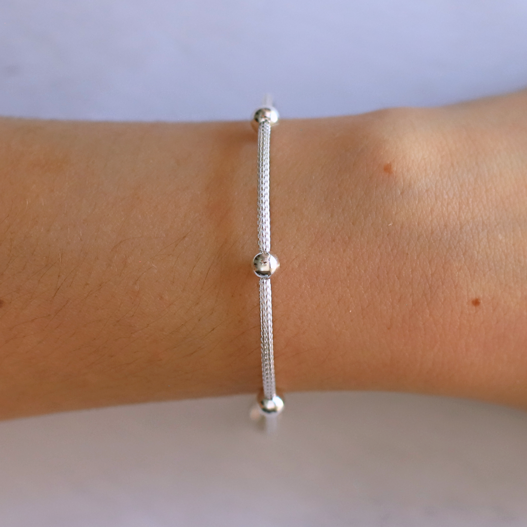 Strand Bead Silver Bracelet
