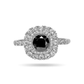 Black Cushion Halo Ring
