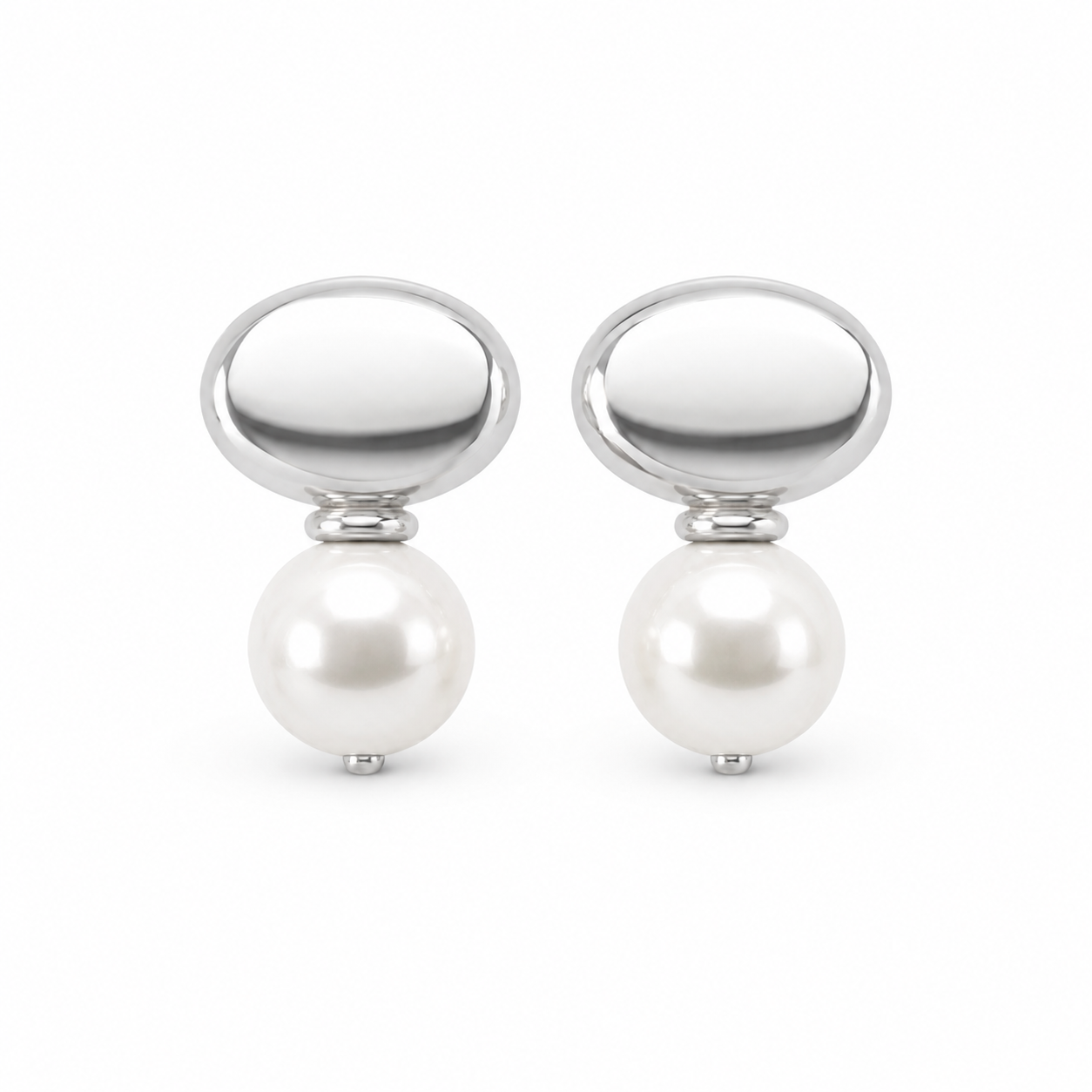 White chunky medium pearl earrings