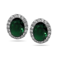 Green oval halo studs