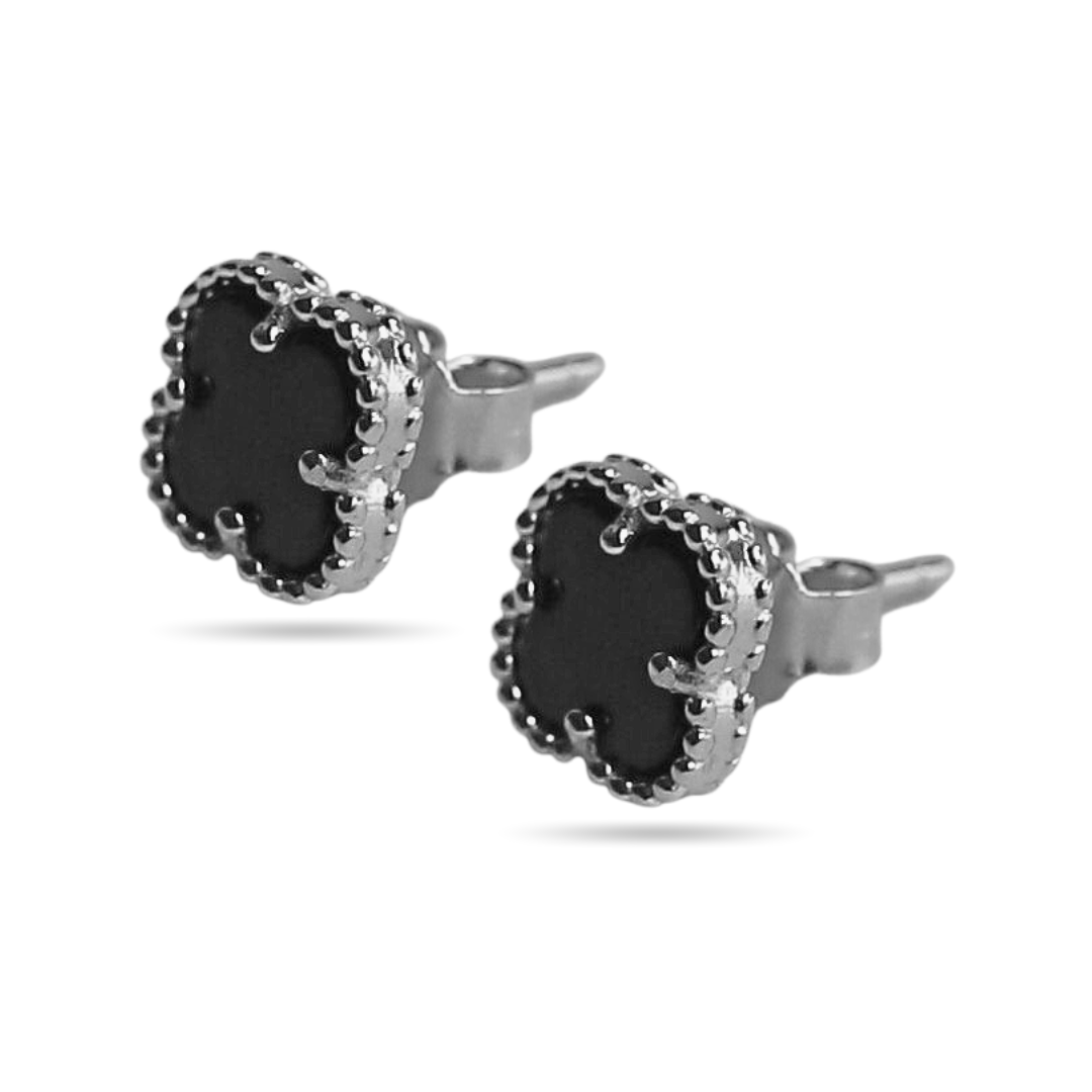 Clover onyx studs