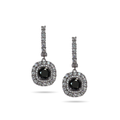 Black Cushion Halo Earrings