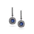 Blue Cushion Halo Earrings