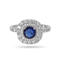 Blue Cushion Halo Ring
