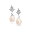 Leaf pearl drop earring