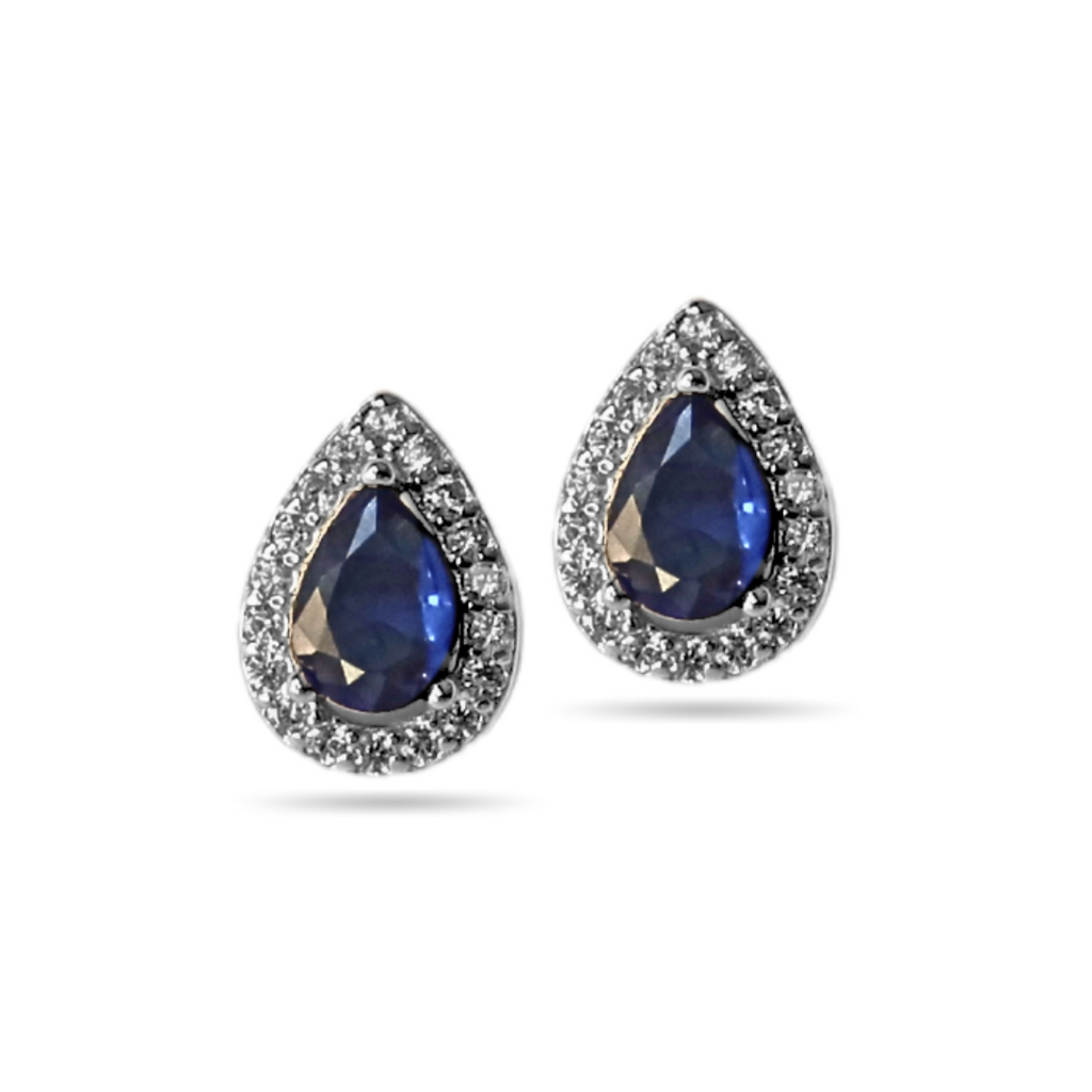 Blue Halo Pear Studs