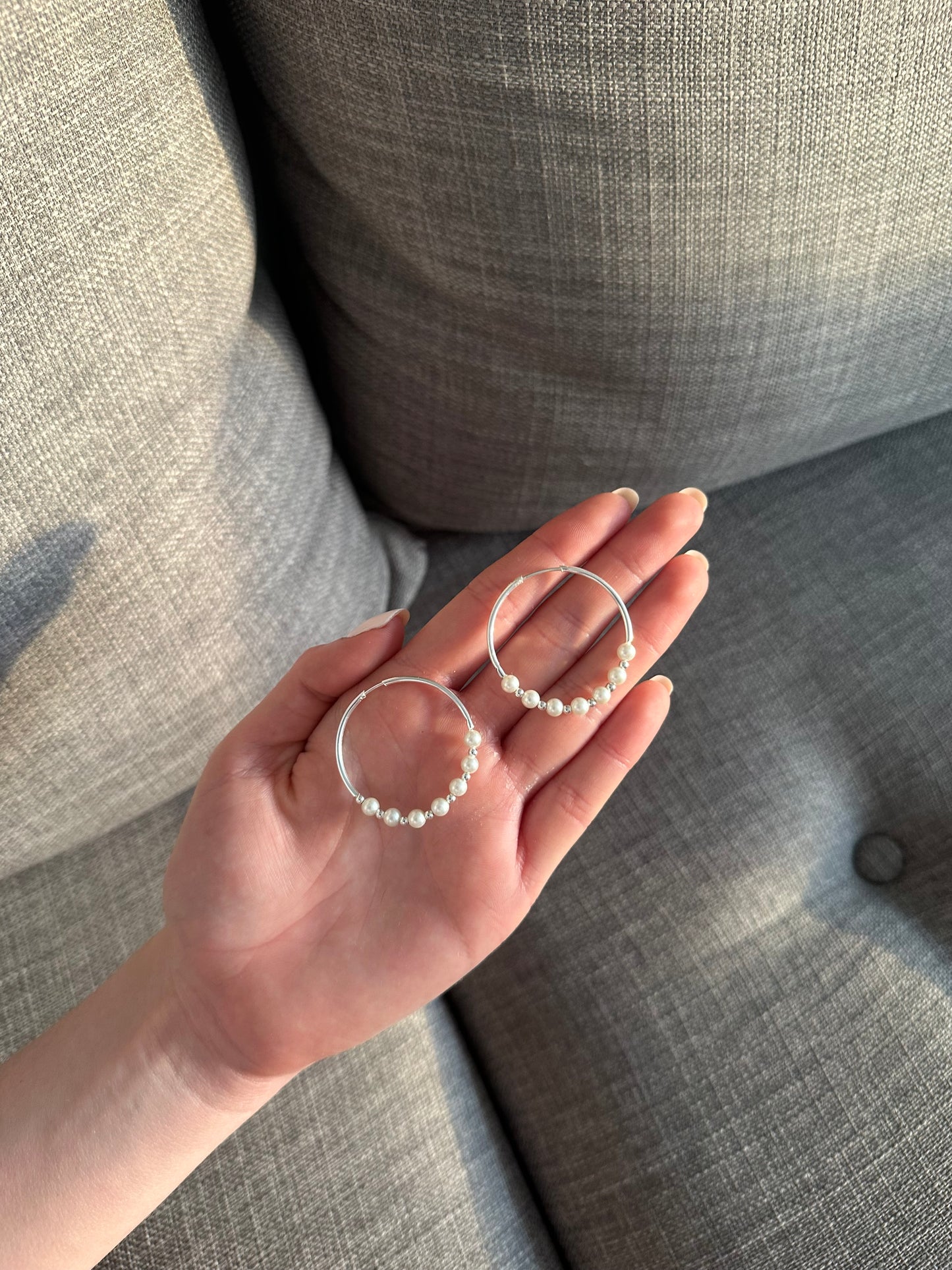 Big pearl hoops