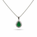 Green pear halo necklace