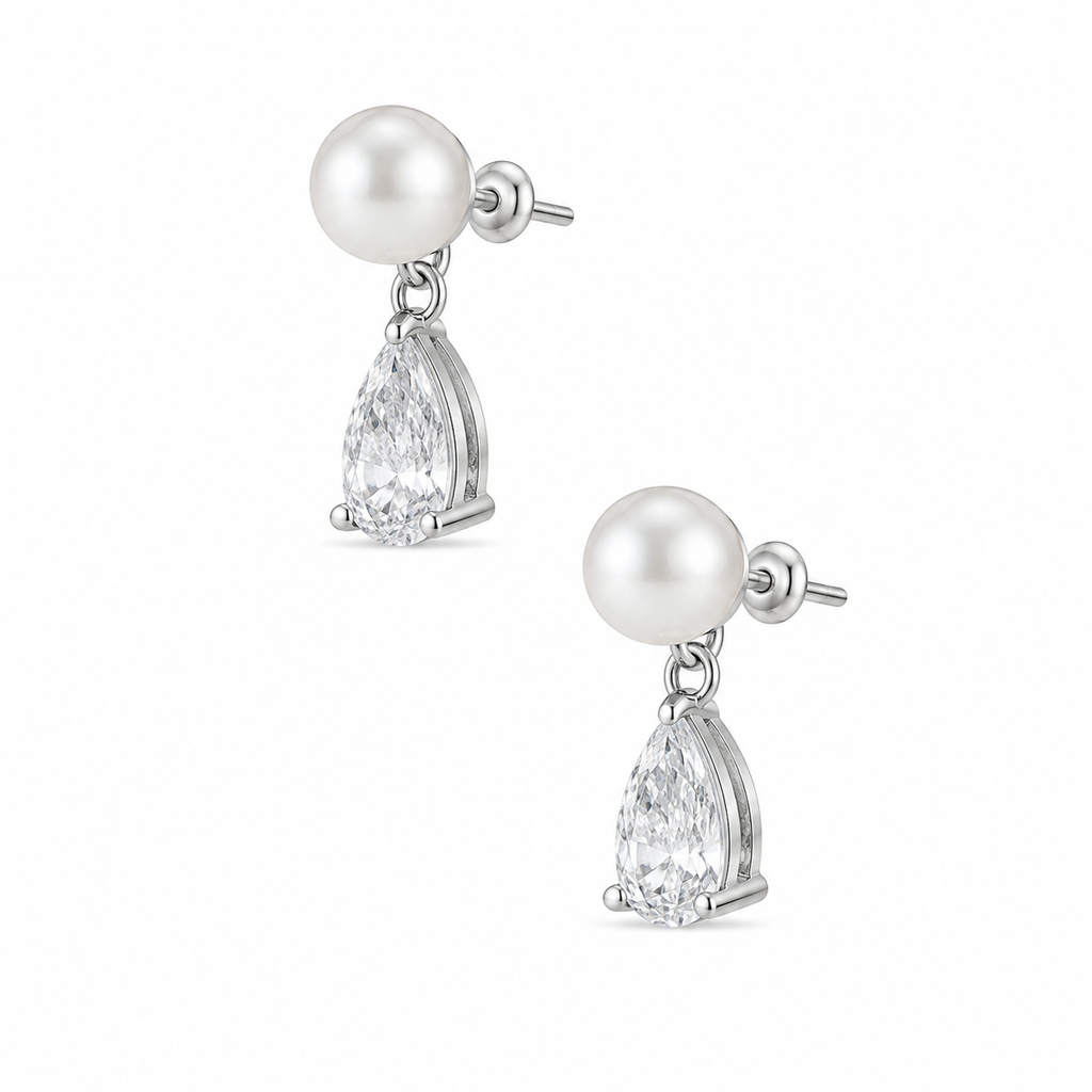 Pearl + drop earring