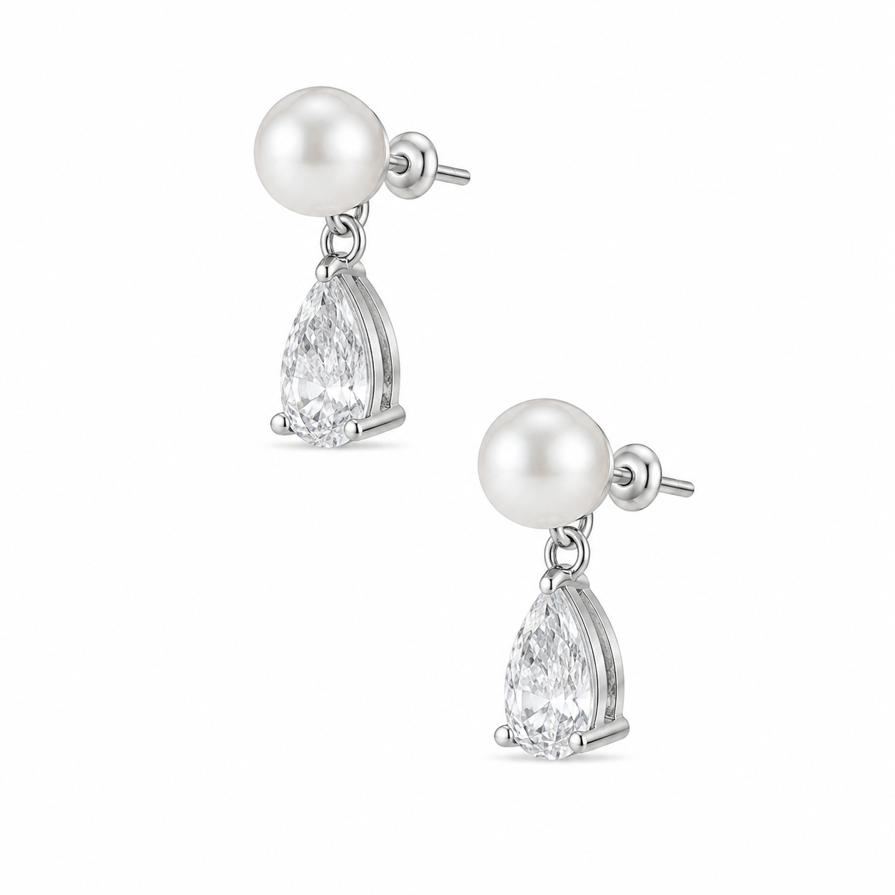 Pearl + drop earring