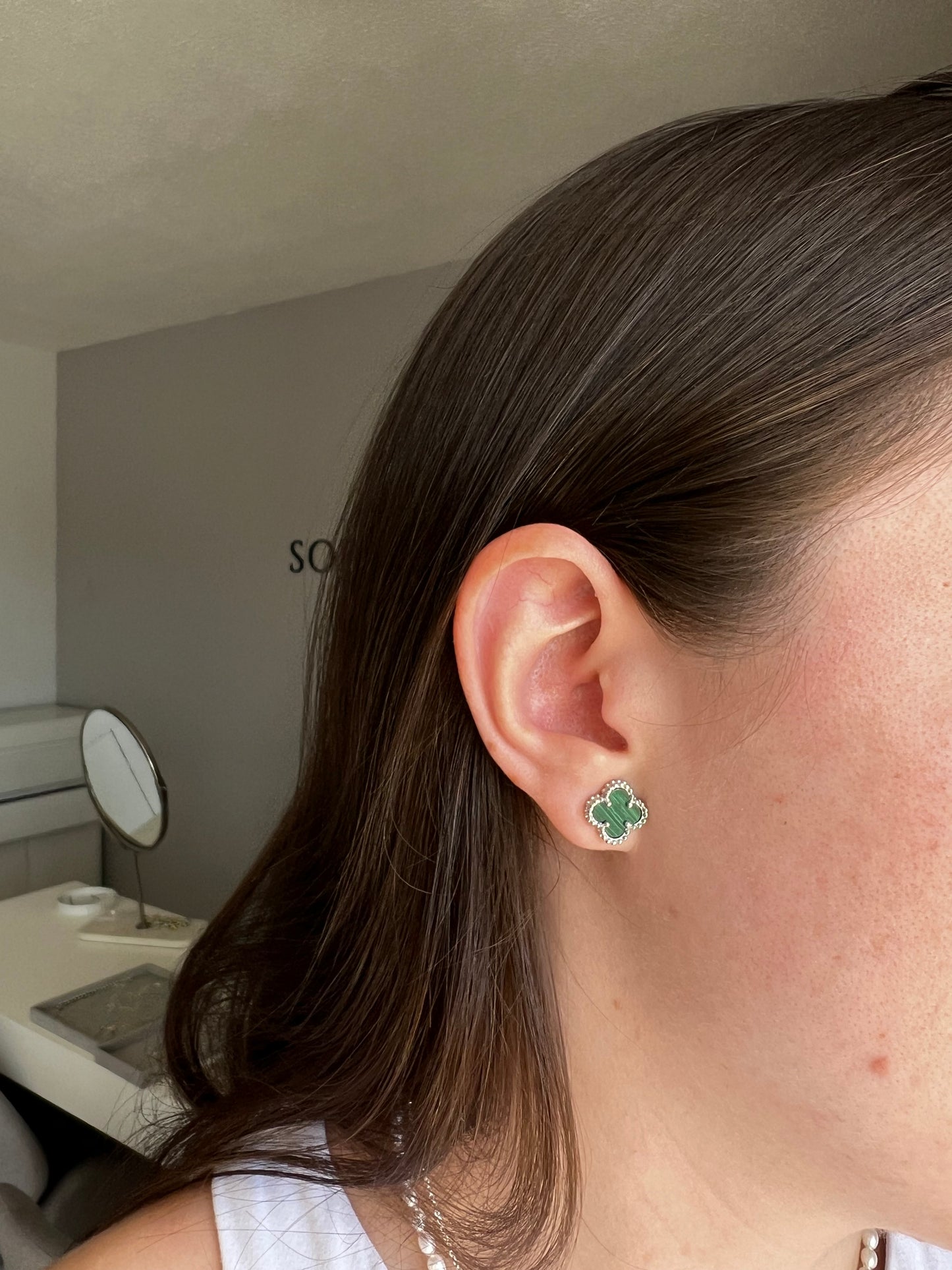 Malachite clover earrings