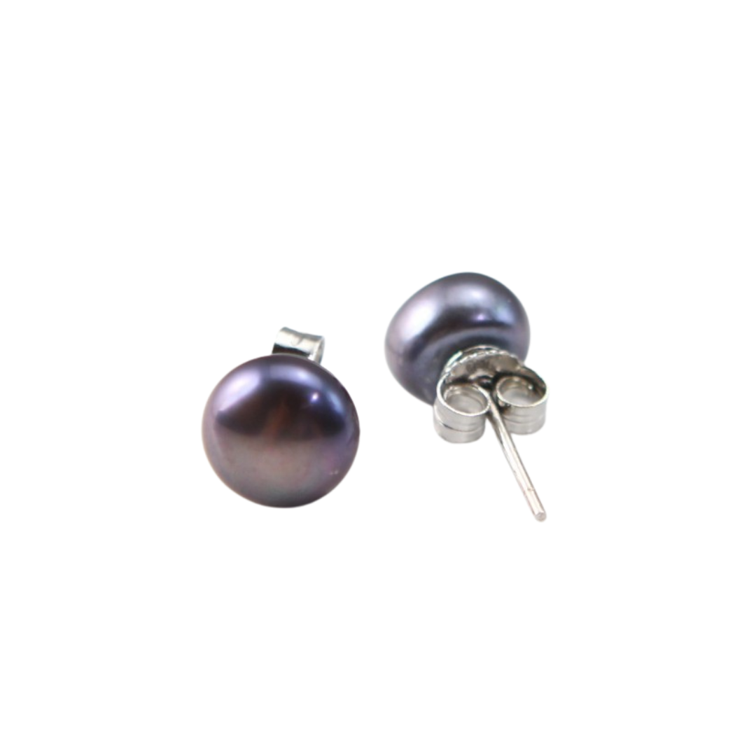 Black Pearl Button Studs