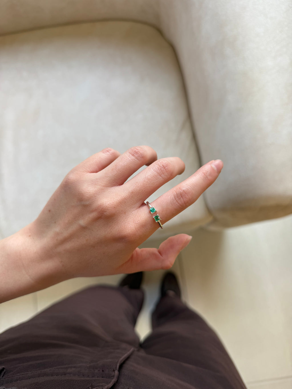 Open emerald ring
