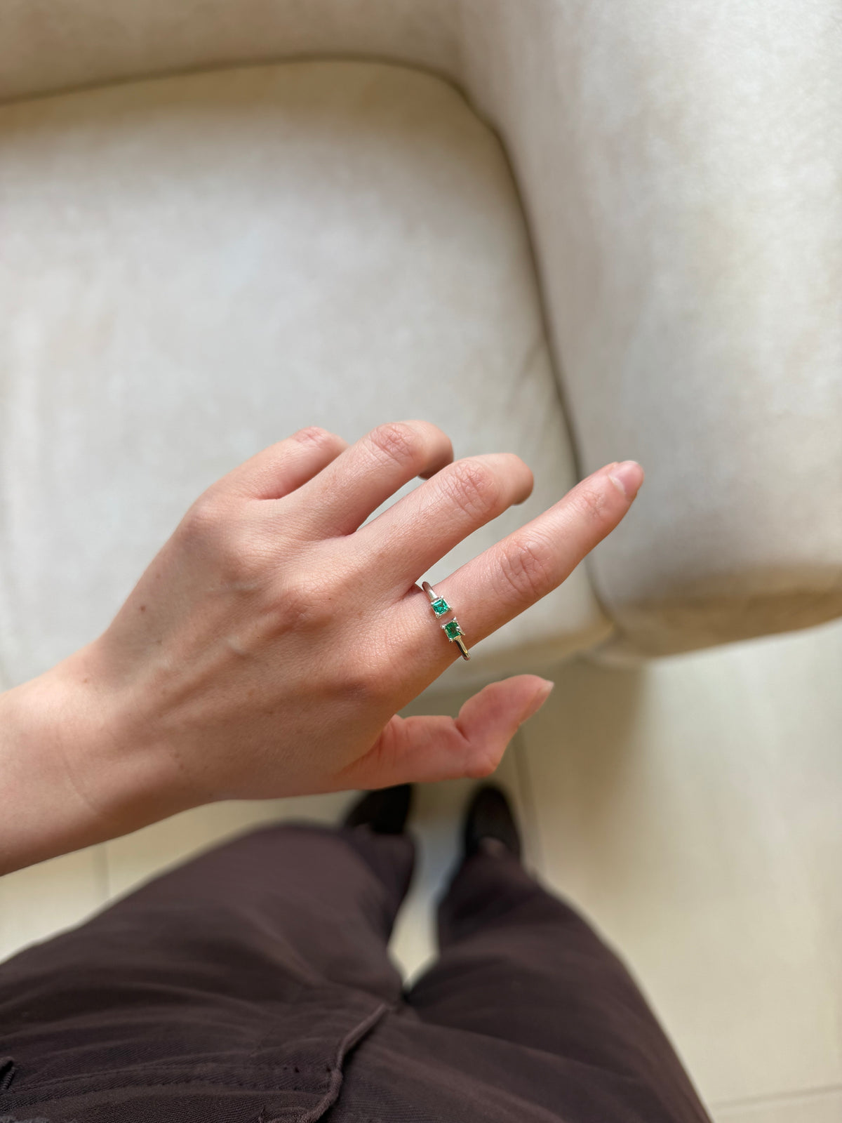 Open emerald ring