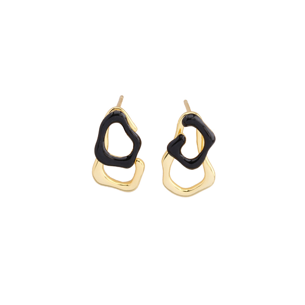 Irregular black enamel earrings