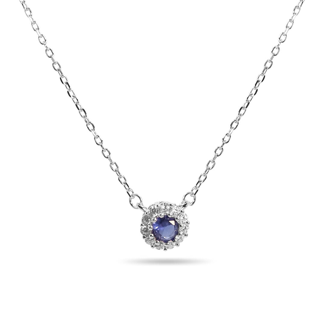 Blue Halo Round Necklace