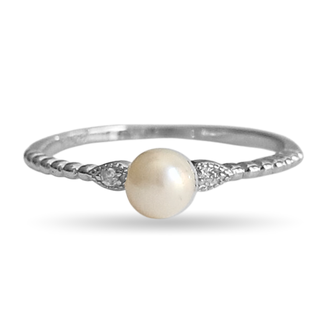 Twisted pearl ring