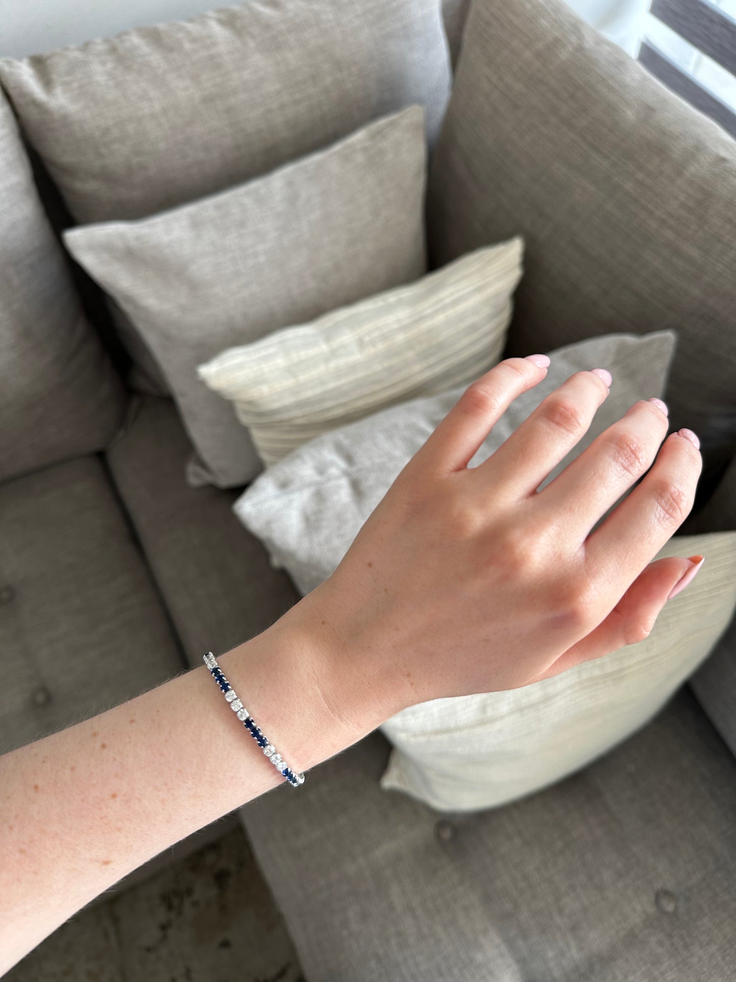 Blue & white tennis bracelet