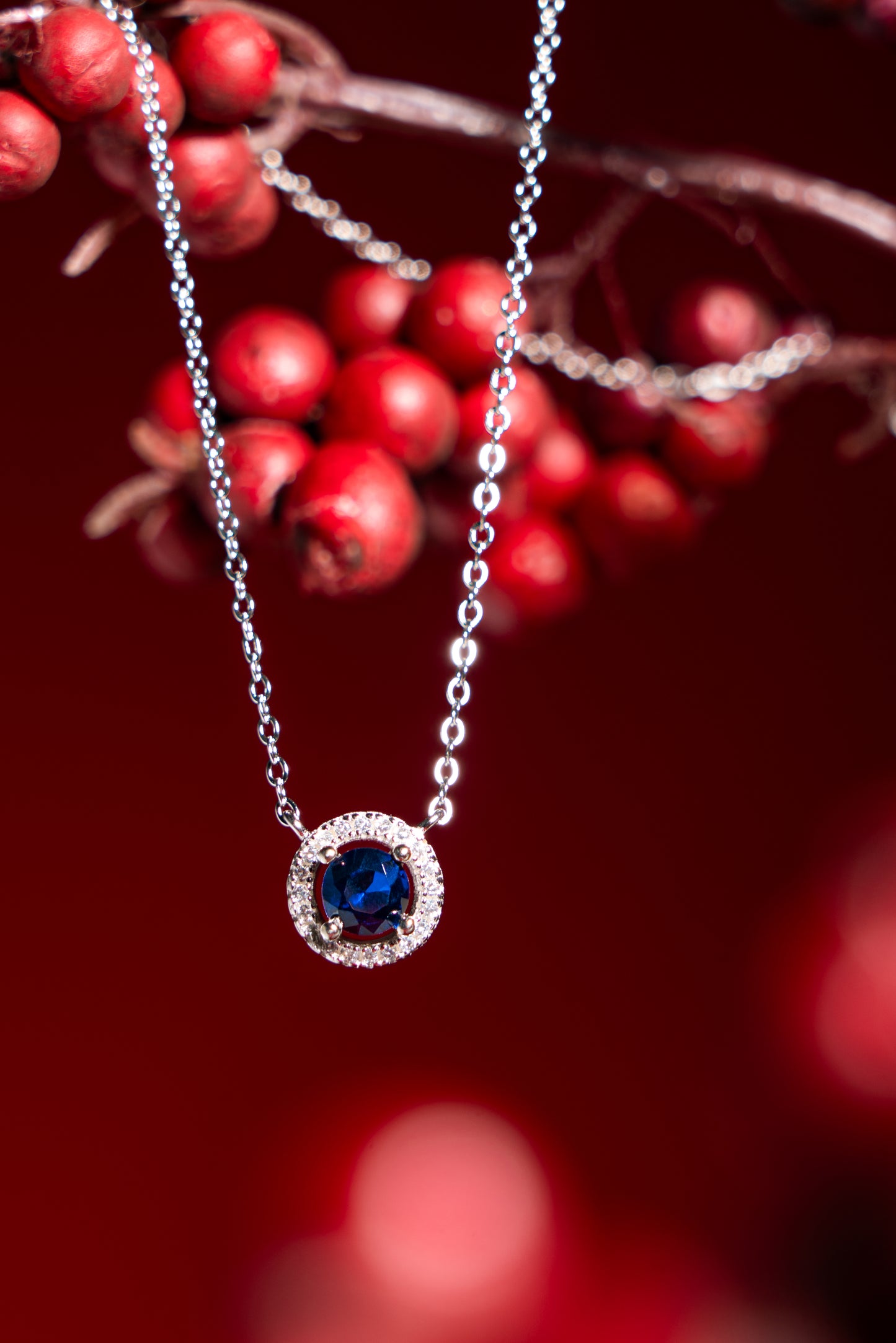 Blue Halo Round Necklace