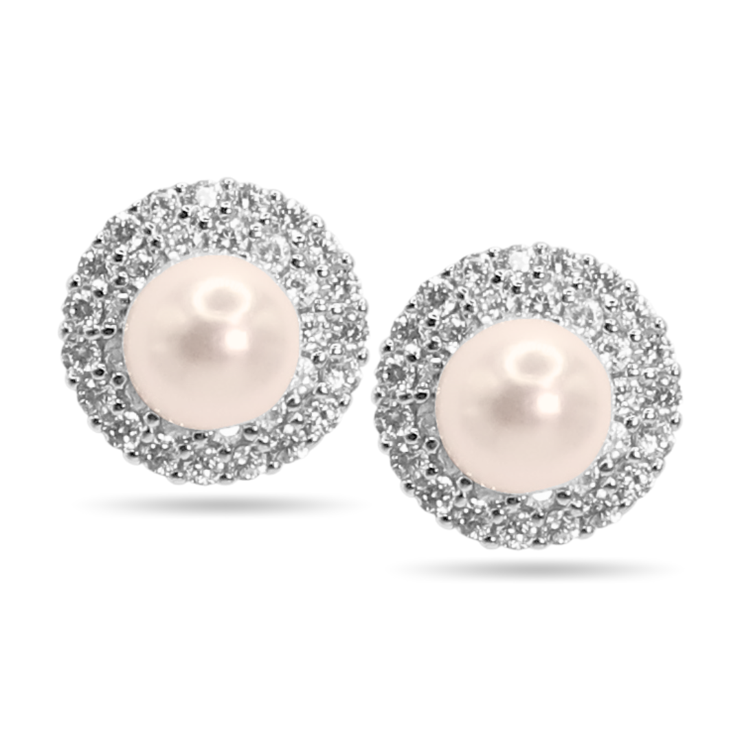 Halo pearl studs