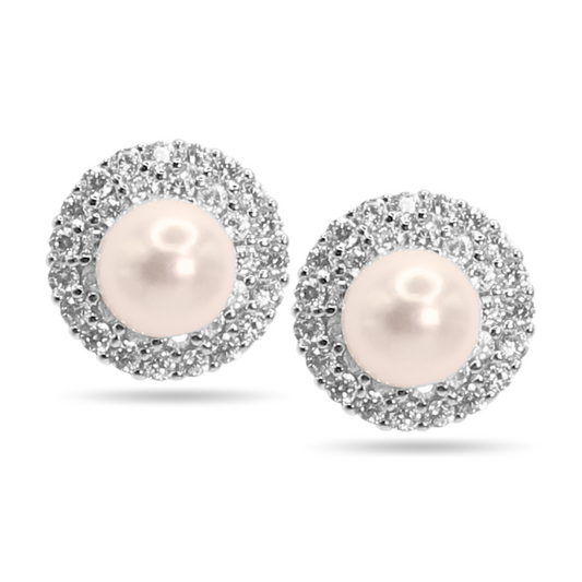 Halo pearl studs