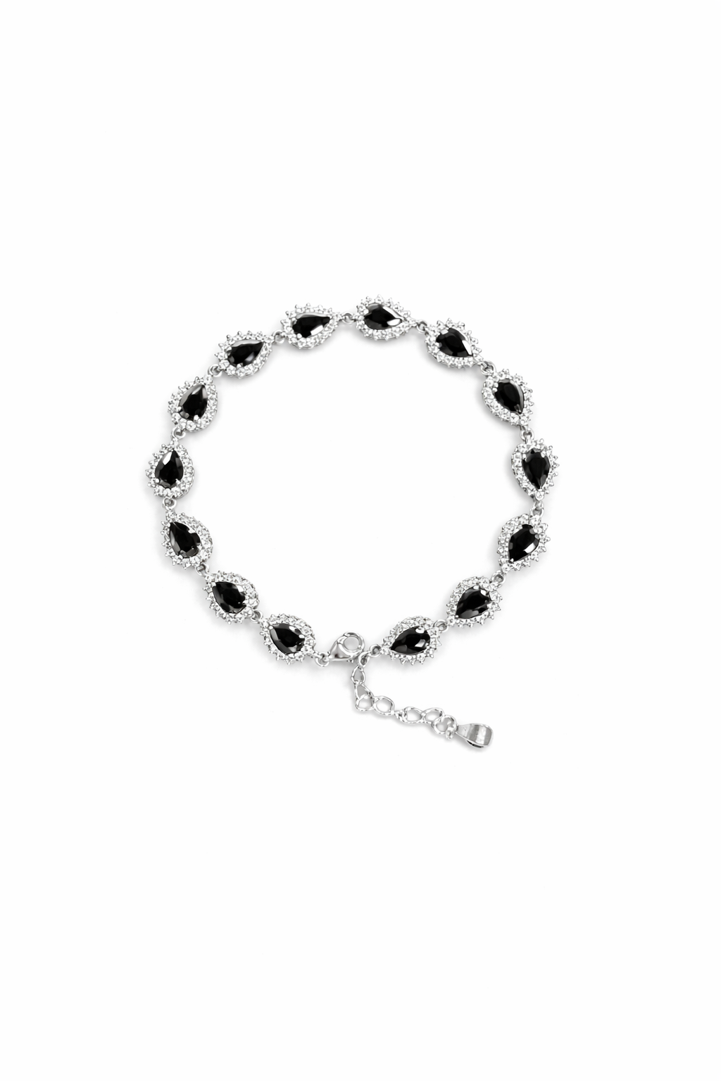 Black pear halo bracelet