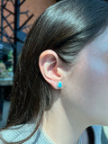 Big turquoise halo pear studs