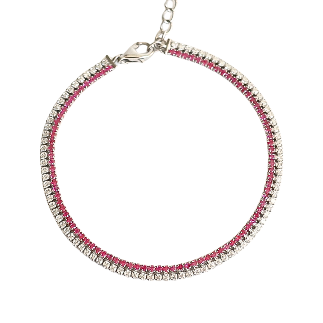 Pink And White Tennis Bracelet