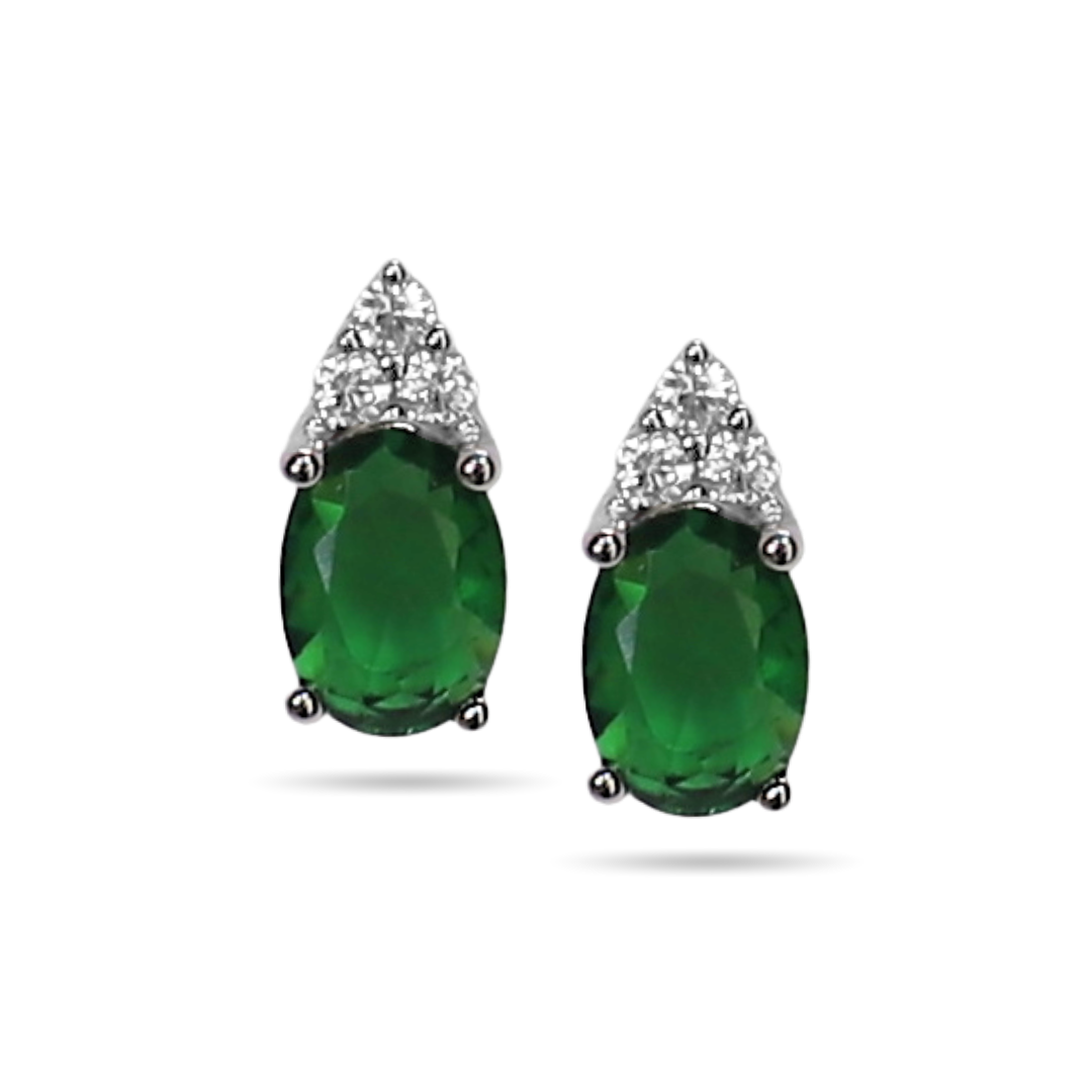 Green oval zirconia studs