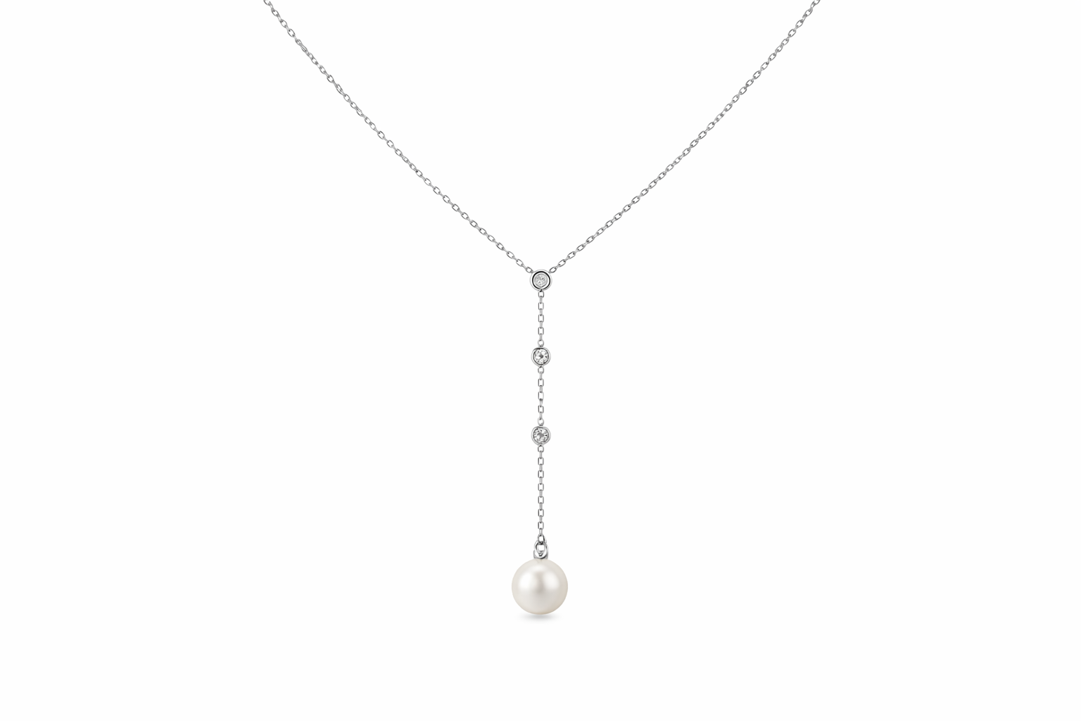 Lariat pearl necklace