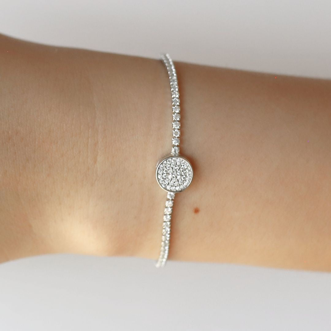 Round pavé mini tennis bracelet