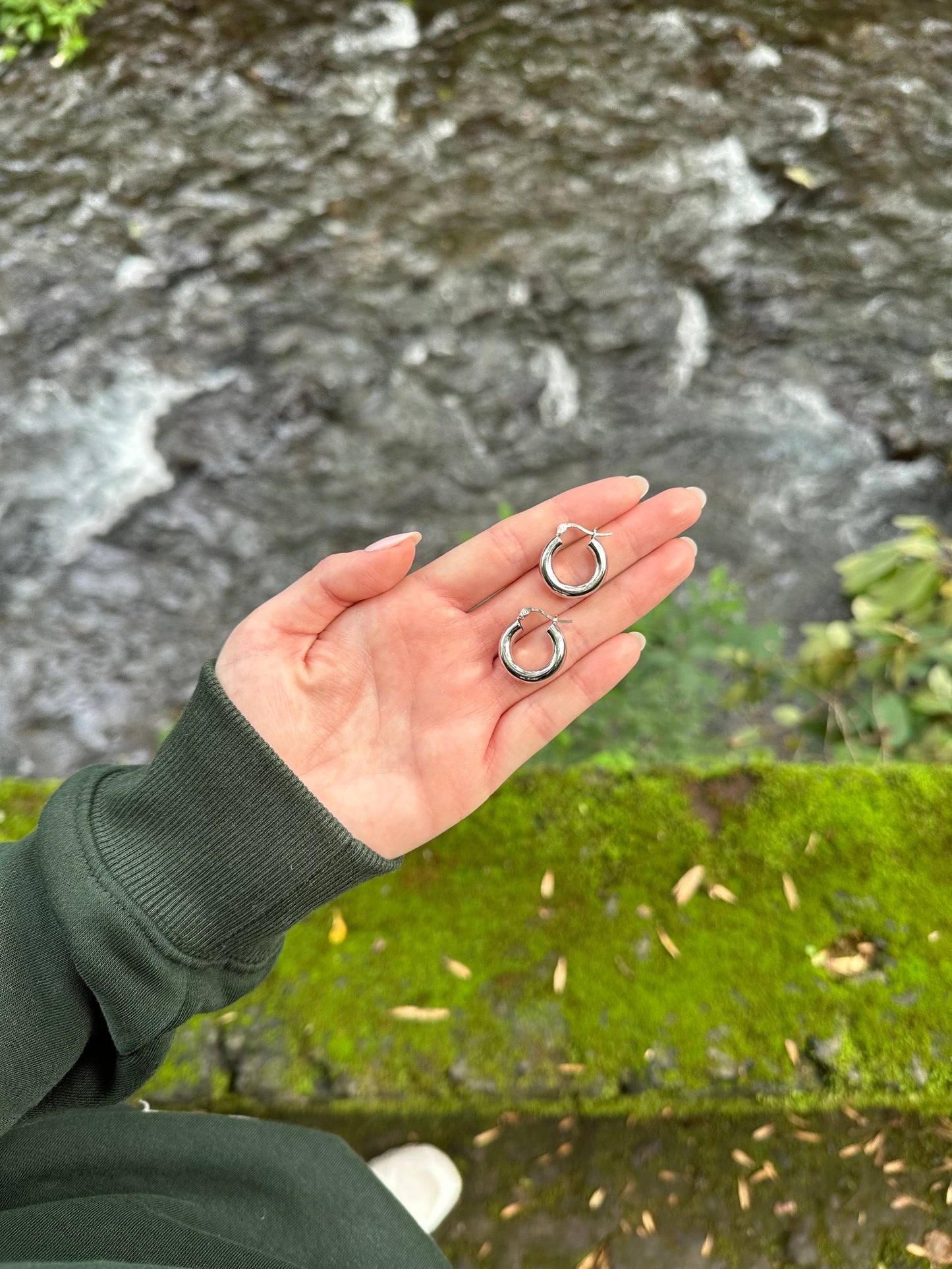 Medium silver hoops