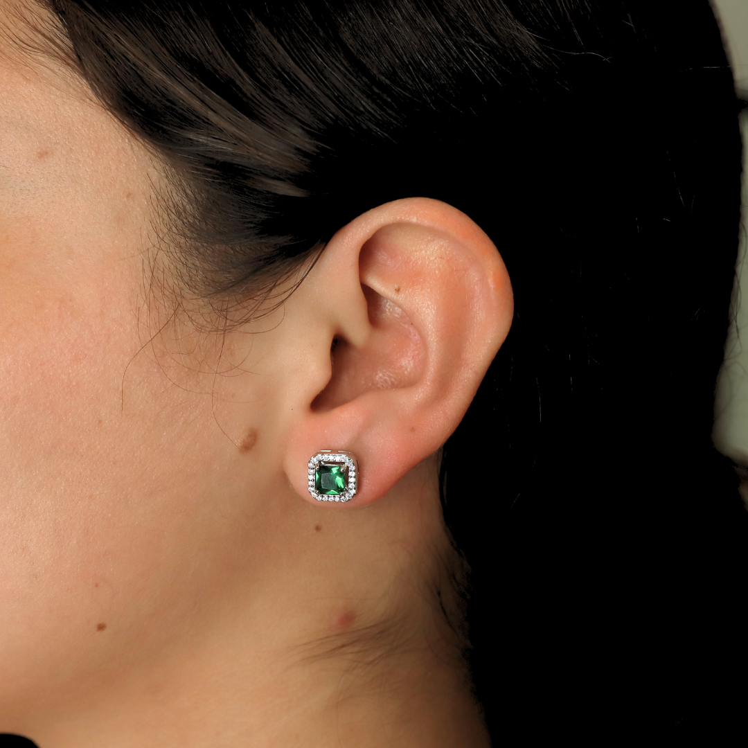 Green squared halo studs