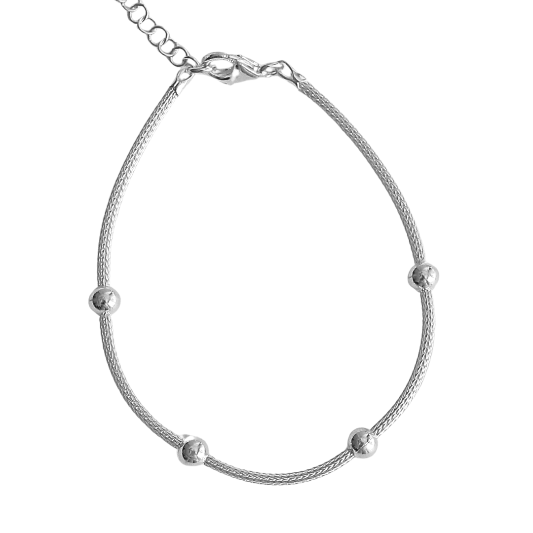 Strand Bead Silver Bracelet