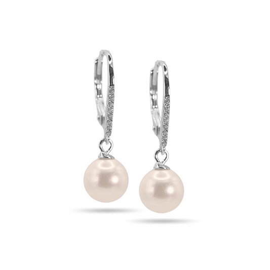 Pearl line clip earrings