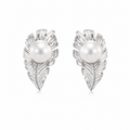 Feather pearl studs