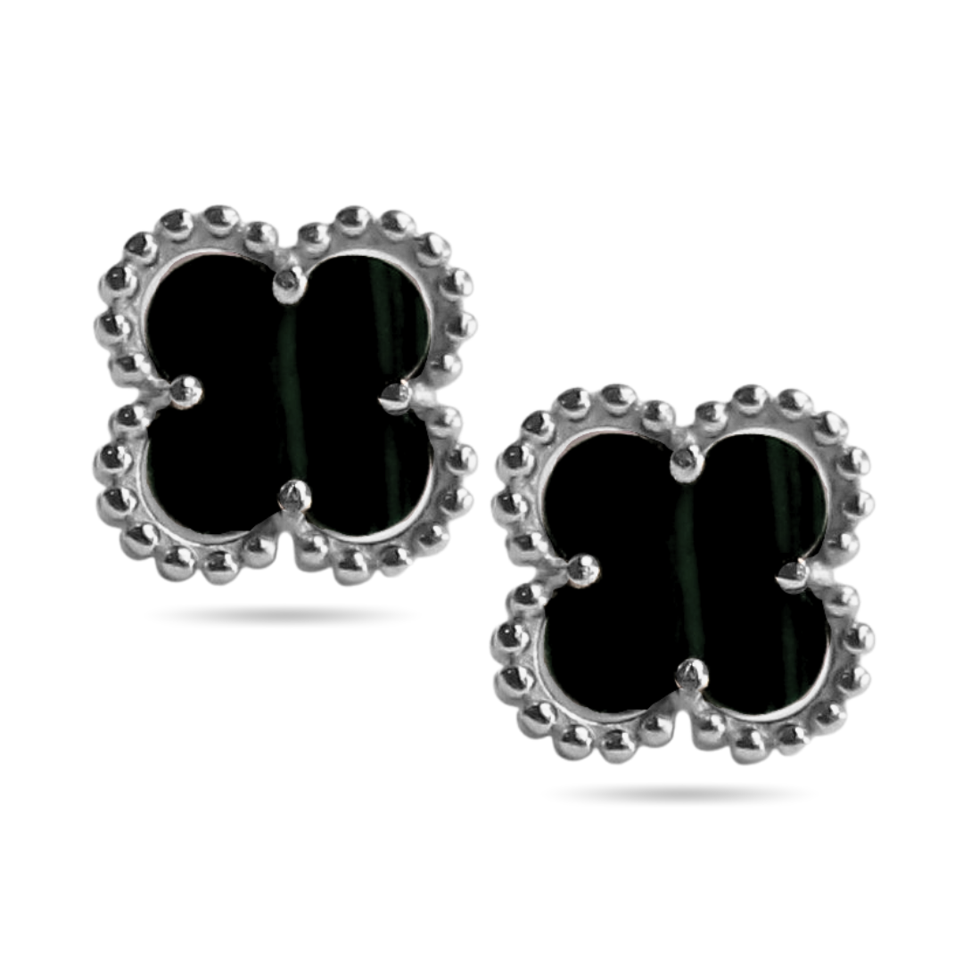 Clover onyx studs