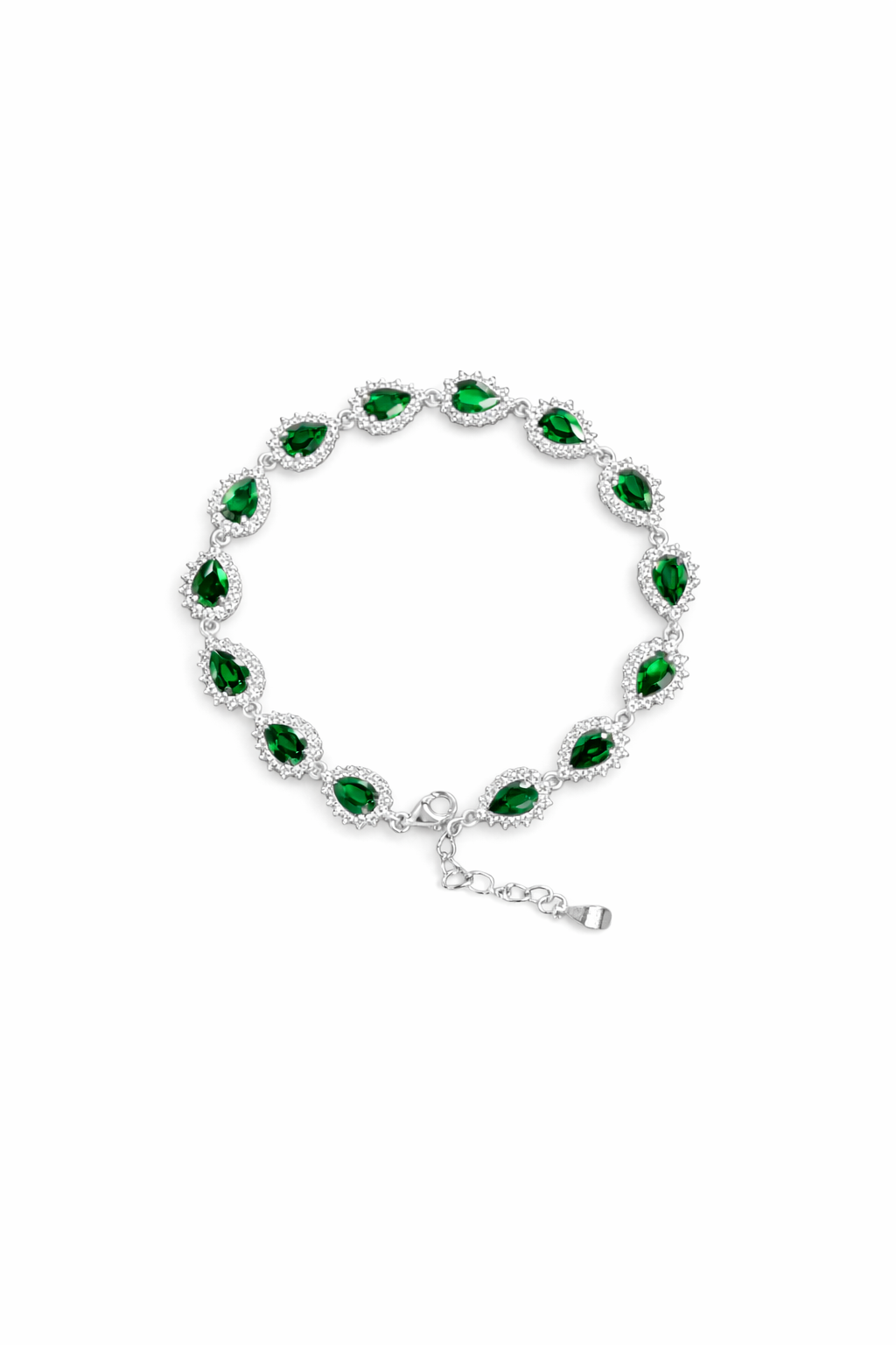 Green pear halo bracelet