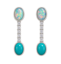 Opal + turquoise tennis earrings