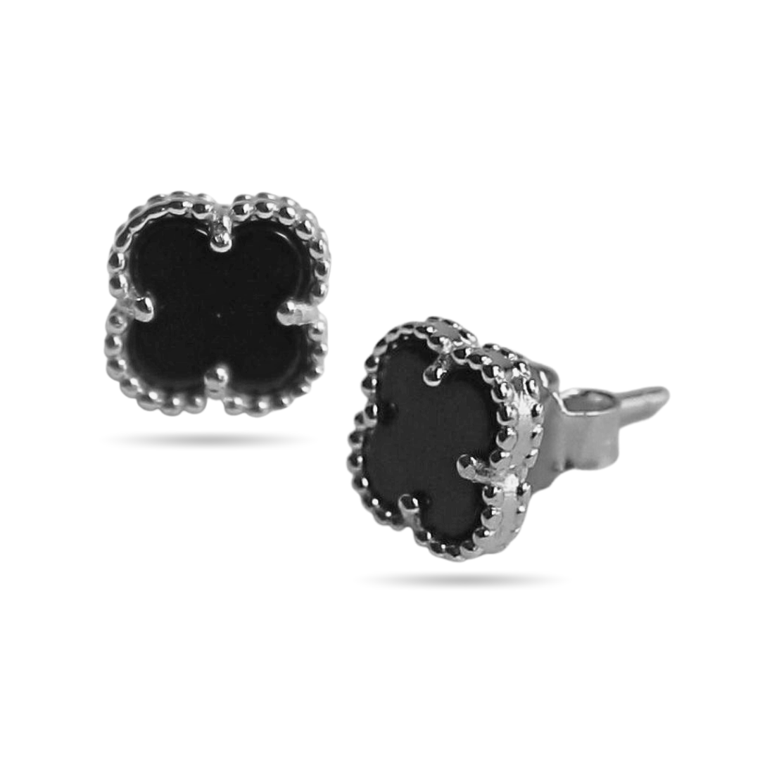 Clover onyx studs