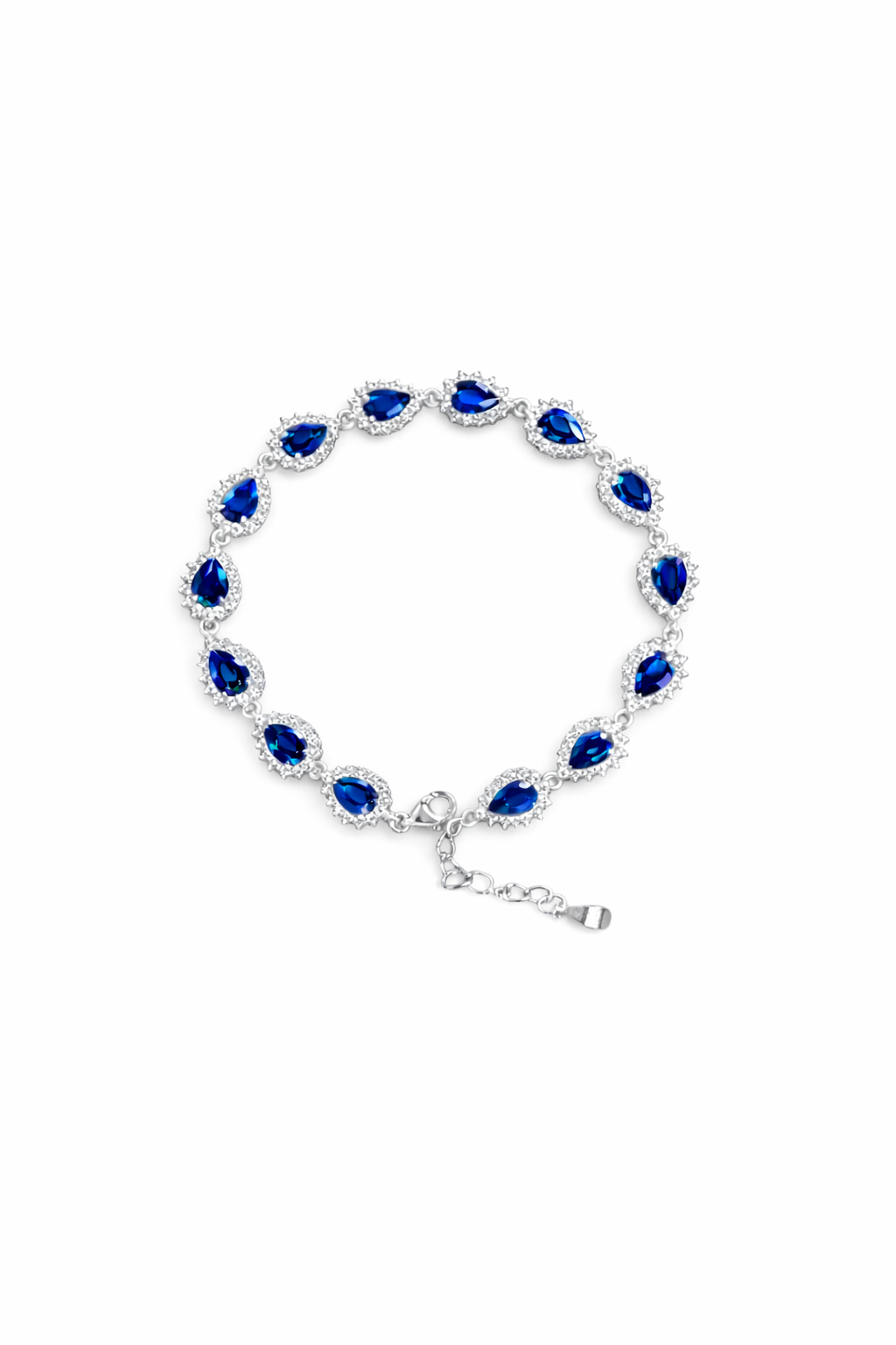 Blue pear halo bracelet