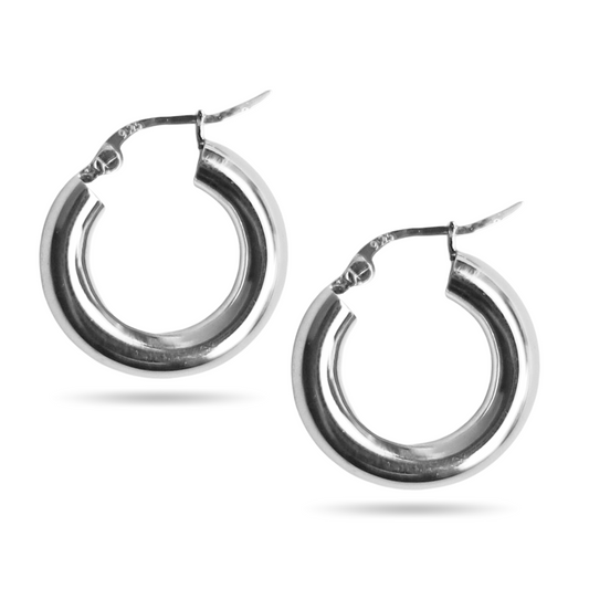 Medium silver hoops